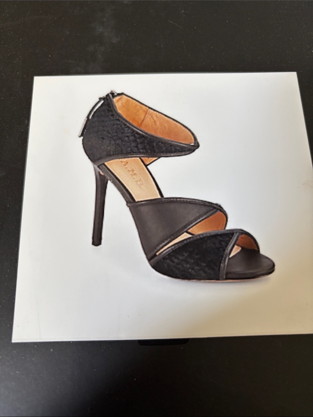 L.A.M.B. Black Strappy Ankle-Heel Sandals